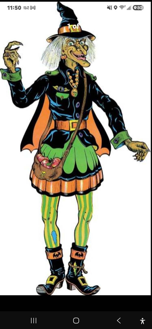 Beistle Vintage Witch Jointed Cutout Size 57 Inches Multicolored Halloween
